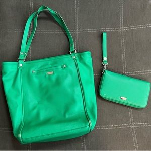 Green Jewel handbag and matching wallet